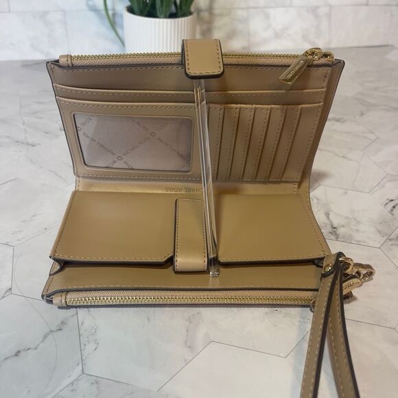 Michael Kors Ombré Double Zip Wallet Wristlet Camel - Picture 5 of 11